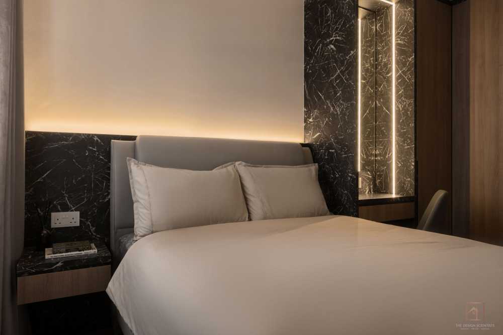 Contemporary Bedroom with Cove Lighting and Bedside Table