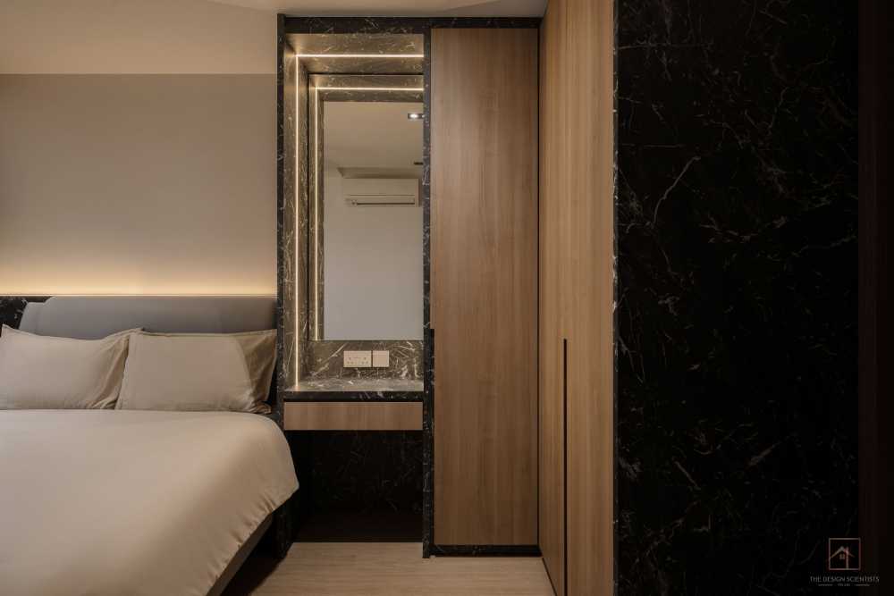 Contemporary Bedroom with Cove Lighting and Bedside Table