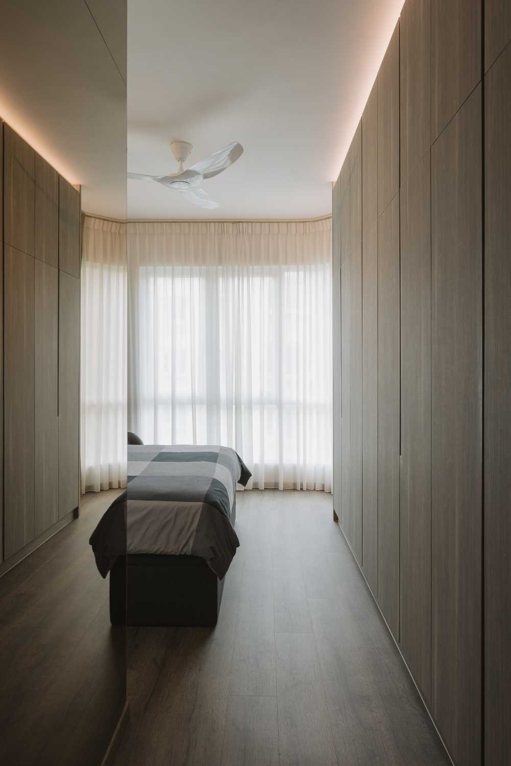 Industrial Bedroom with Mirror and Wardrobe