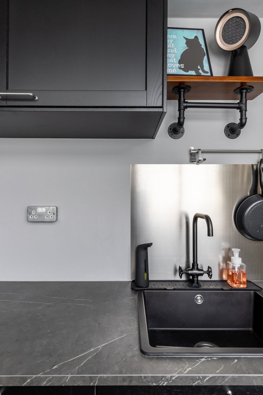 Industrial Kitchen with Countertop and Open Kitchen