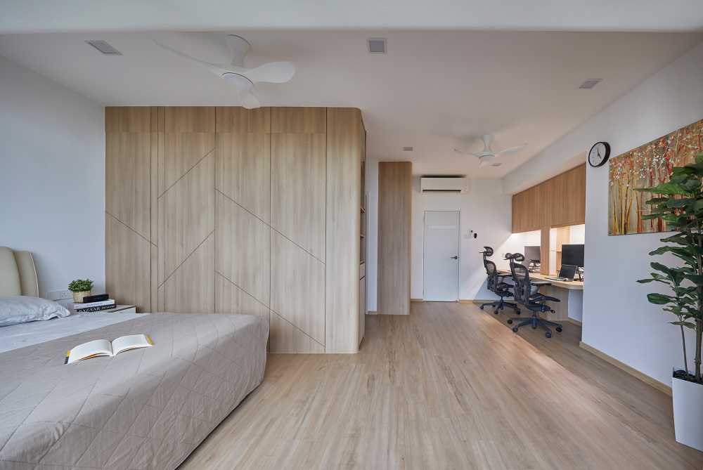 Scandinavian Bedroom with Wardrobe and Desk