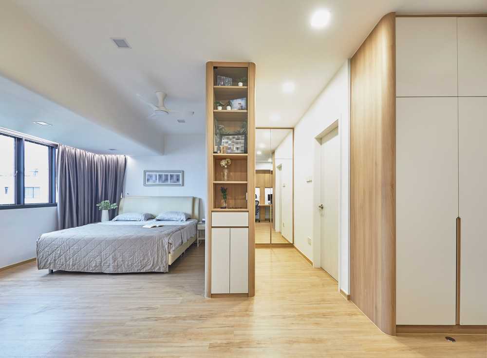 Scandinavian Bedroom with Wardrobe and Storage Cabinets