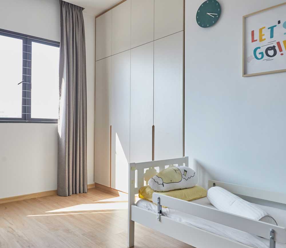 Scandinavian Kids Room with Wardrobe and Children's Storage