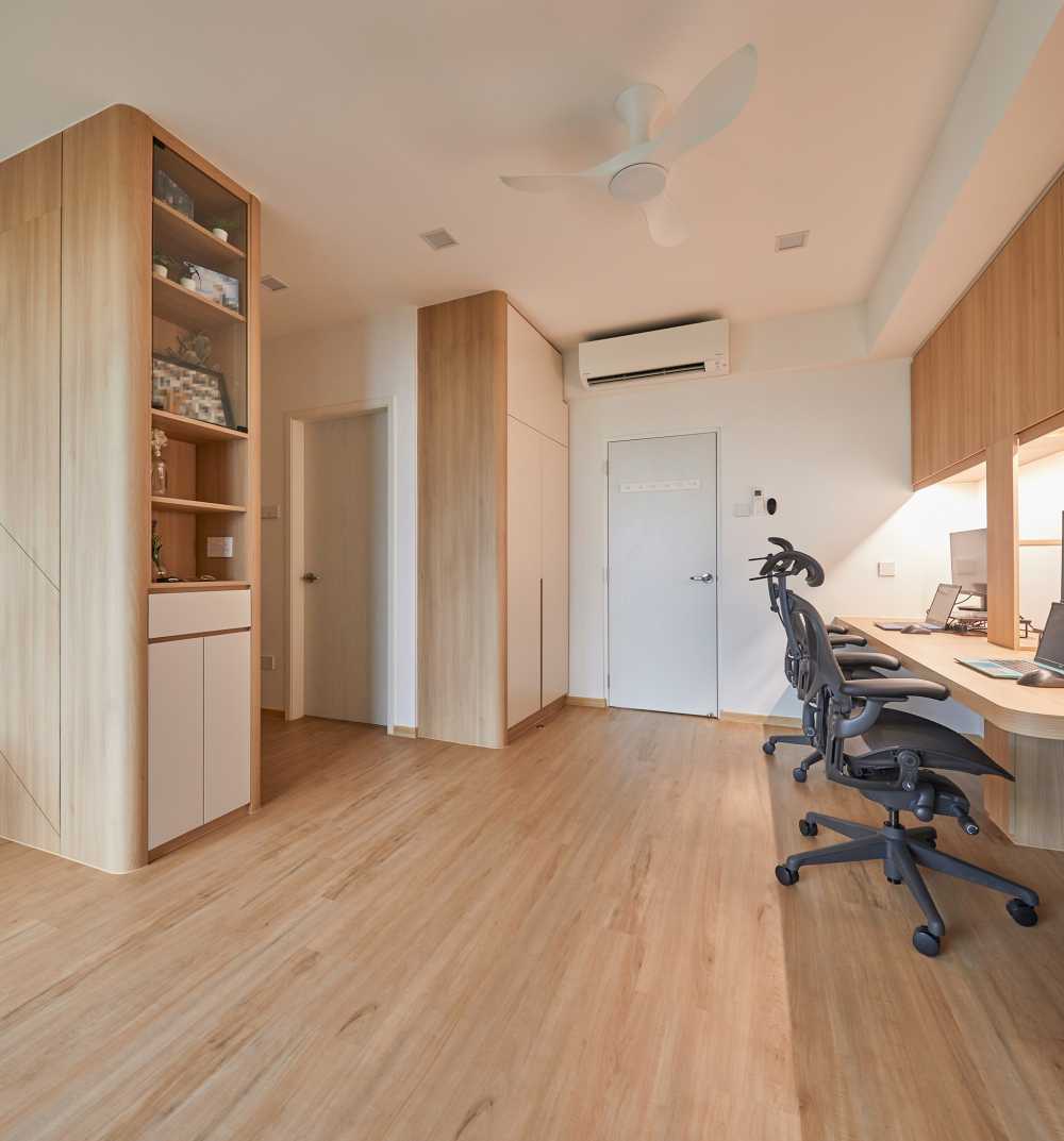 Scandinavian Study with Bookshelf and Wardrobe