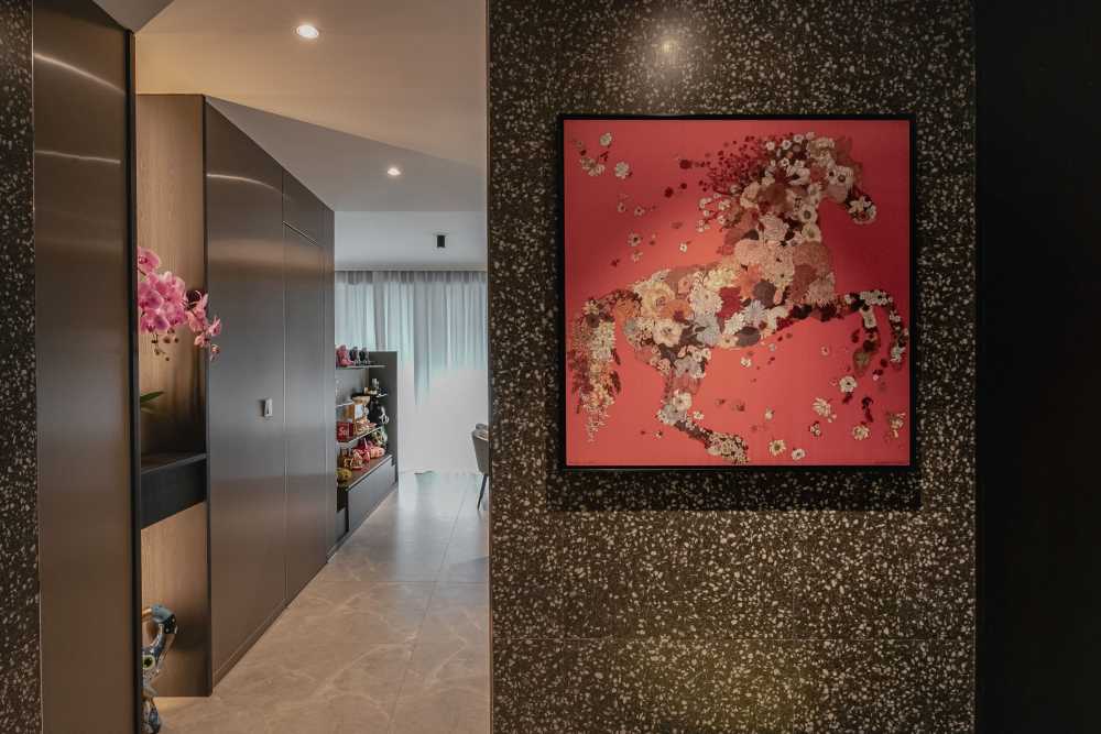 Modern Entryway with Artwork and Small Storage