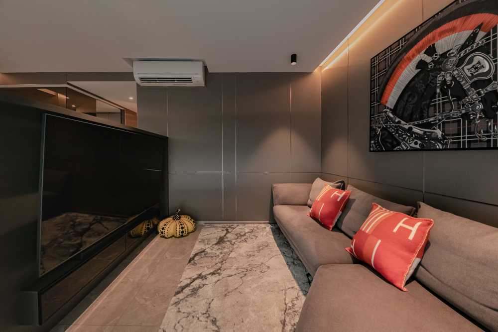 Modern Living Room with TV Console and Feature Wall