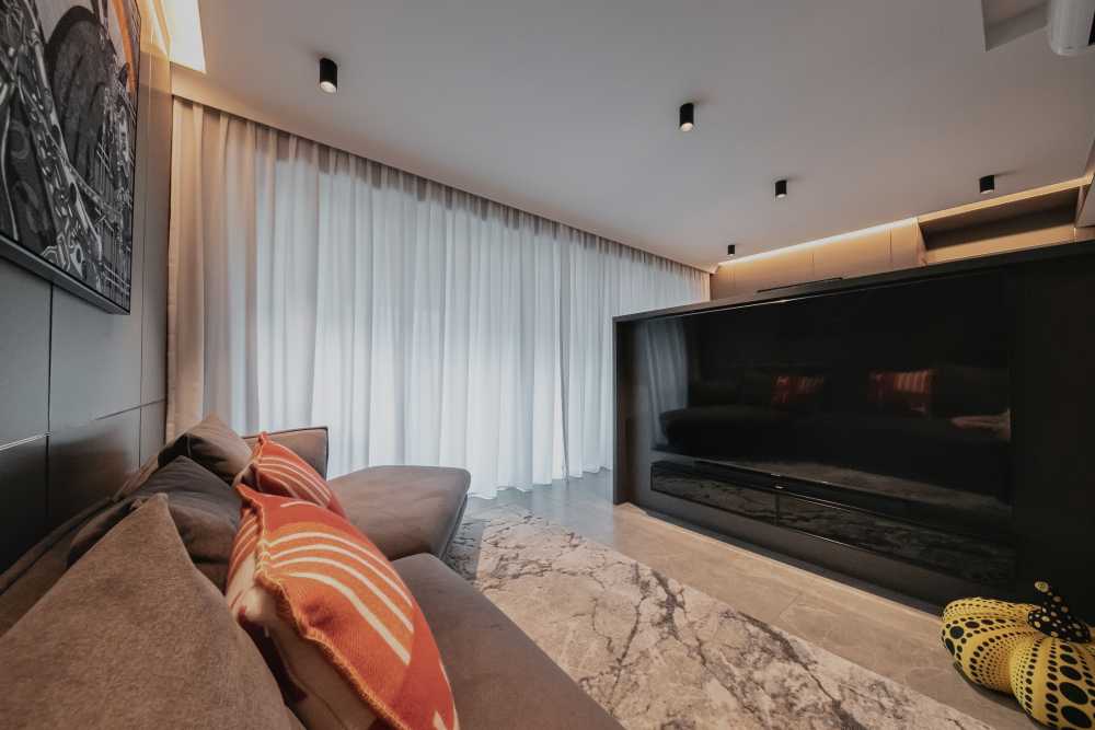 Modern Living Room with TV Console and Feature Wall