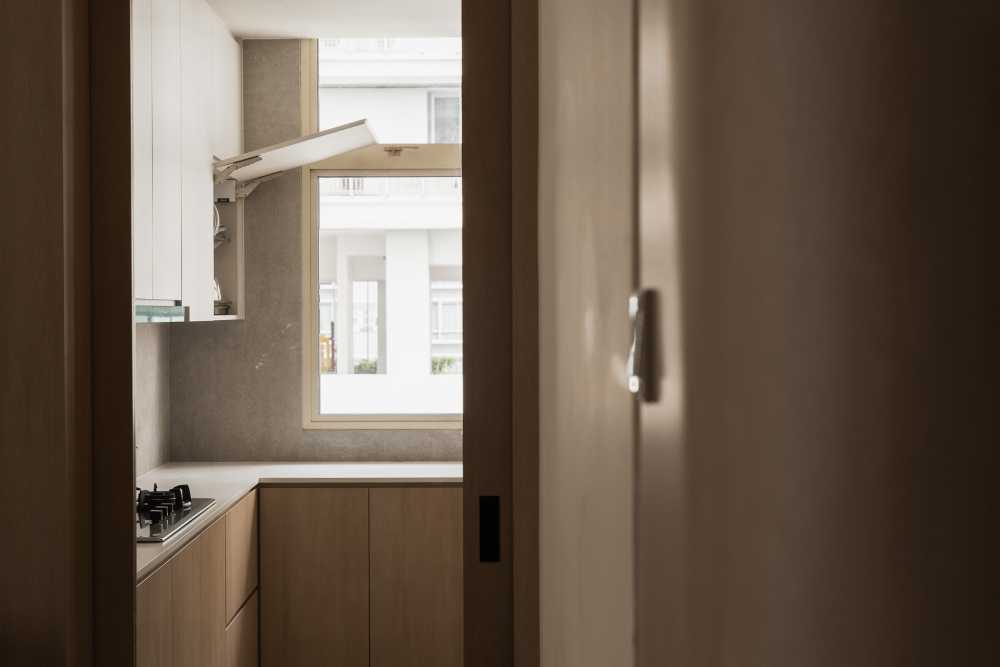 Minimalist Kitchen with Countertop and Vinyl Flooring