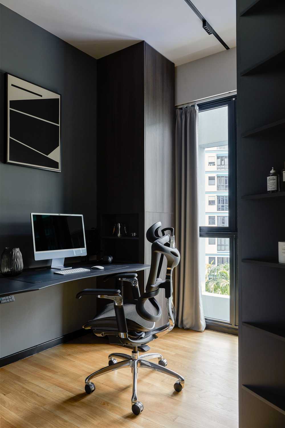 Modern Study with Bookshelf and Desk
