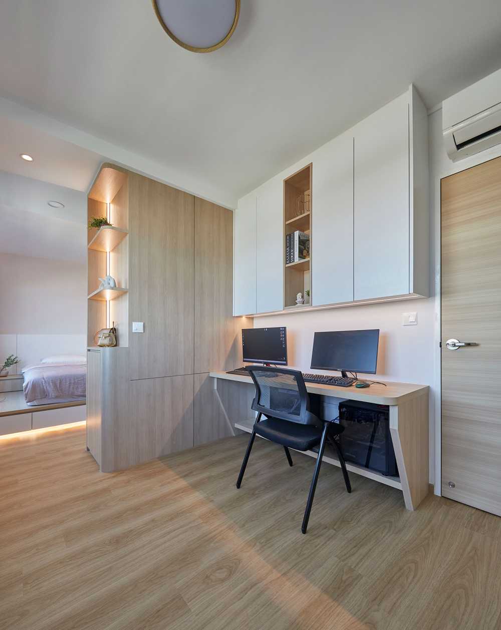 Scandinavian Bedroom with Wardrobe and Desk