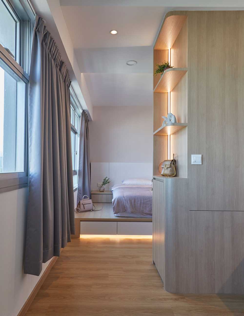 Scandinavian Bedroom with Wardrobe and Built-in Bed
