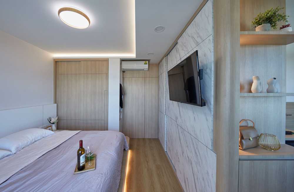 Scandinavian Bedroom with Wardrobe and Panelling
