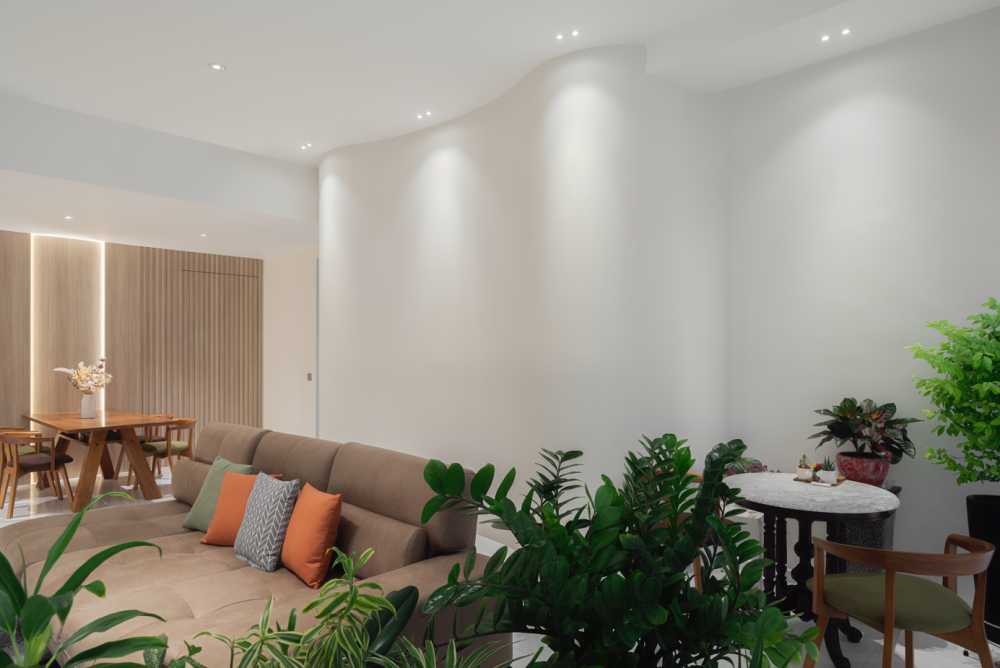 Contemporary Living Room with Feature Wall and Sofa