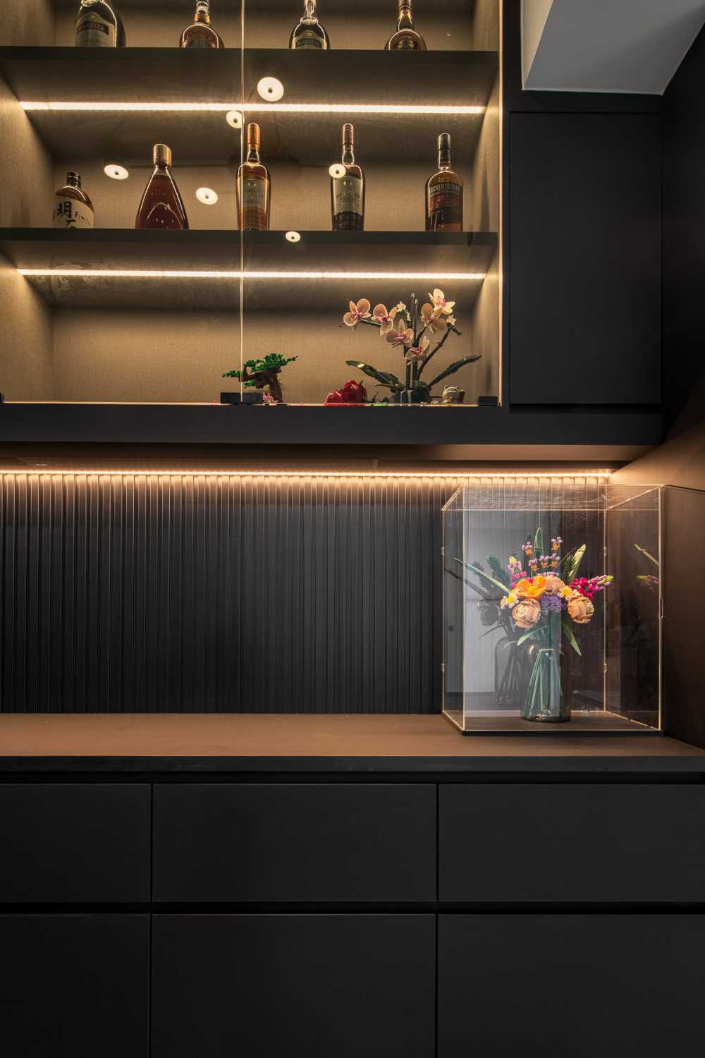 Contemporary Dining Room with Cove Lighting and Lighting