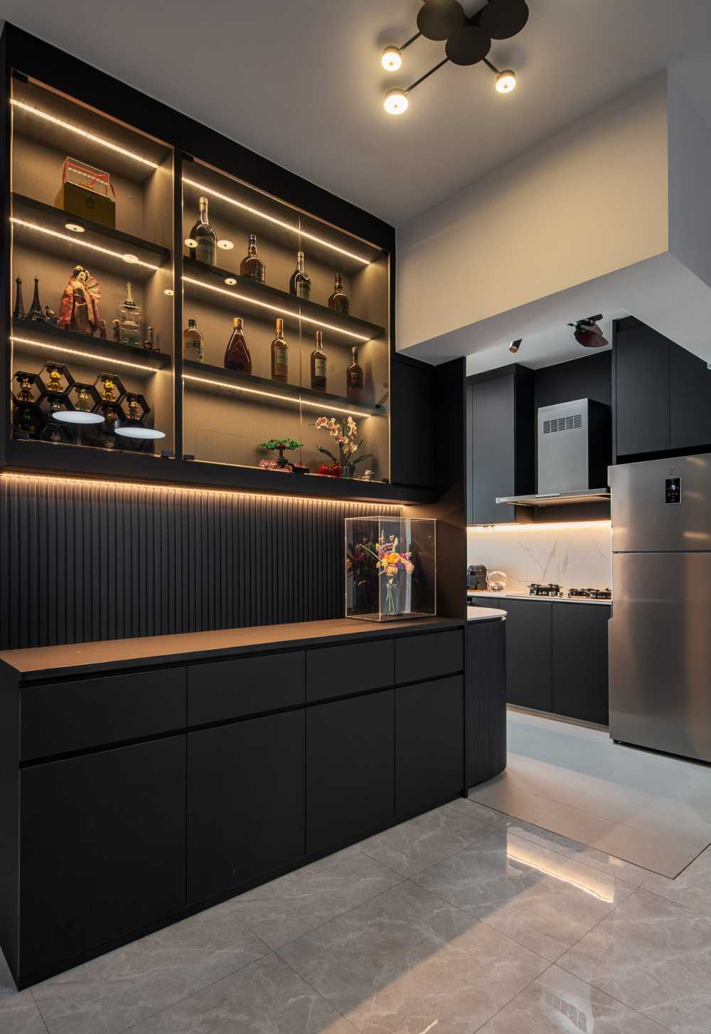 Contemporary Dining Room with Cove Lighting and Lighting