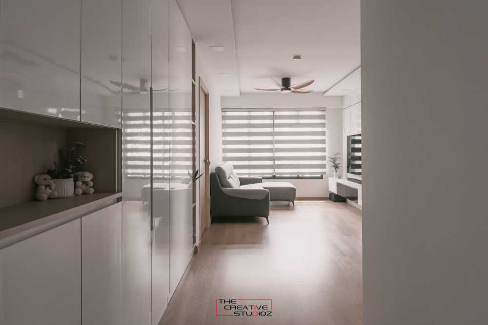 Modern Living Room with Vinyl Flooring and Feature Wall