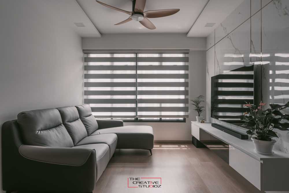 Modern Living Room with Vinyl Flooring and Feature Wall