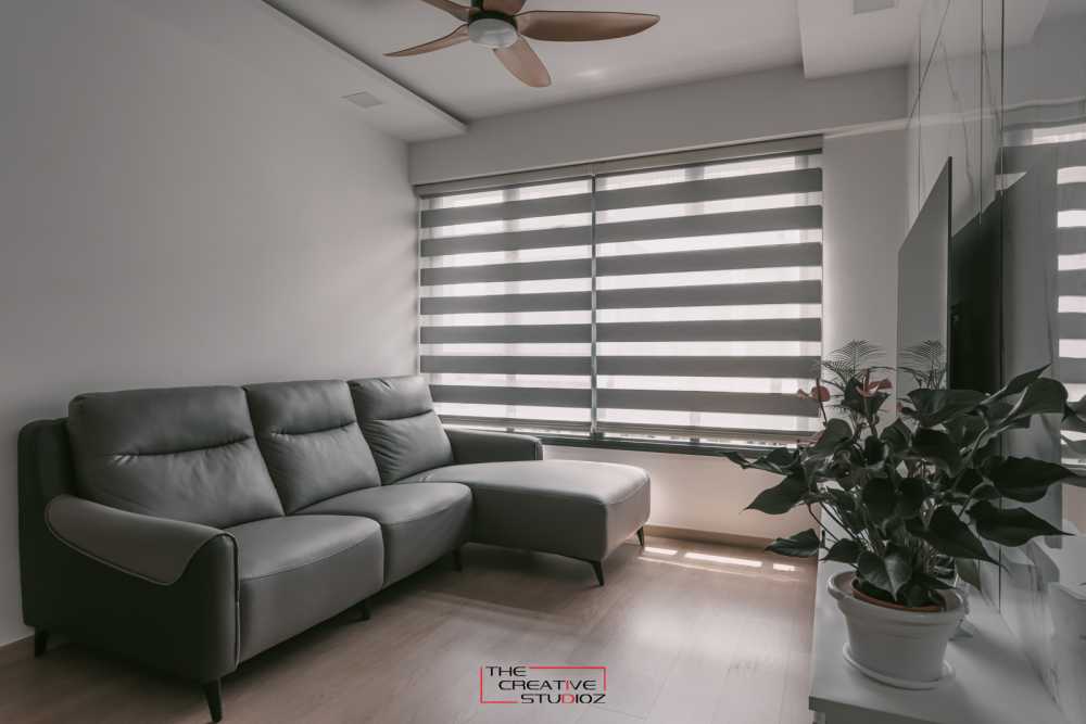 Modern Living Room with Vinyl Flooring and Feature Wall