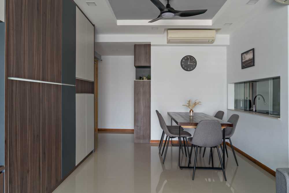 Contemporary Dining Room with Ceiling Light and Chandelier