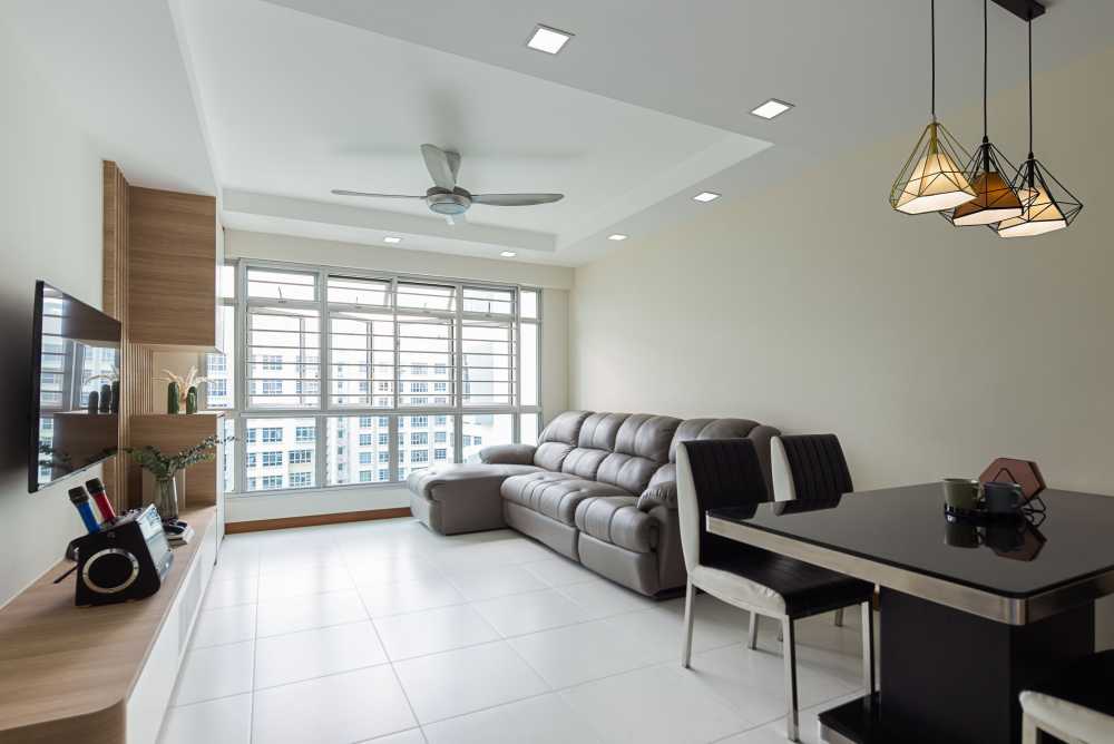 Minimalist Living Room with TV Console and Feature Wall