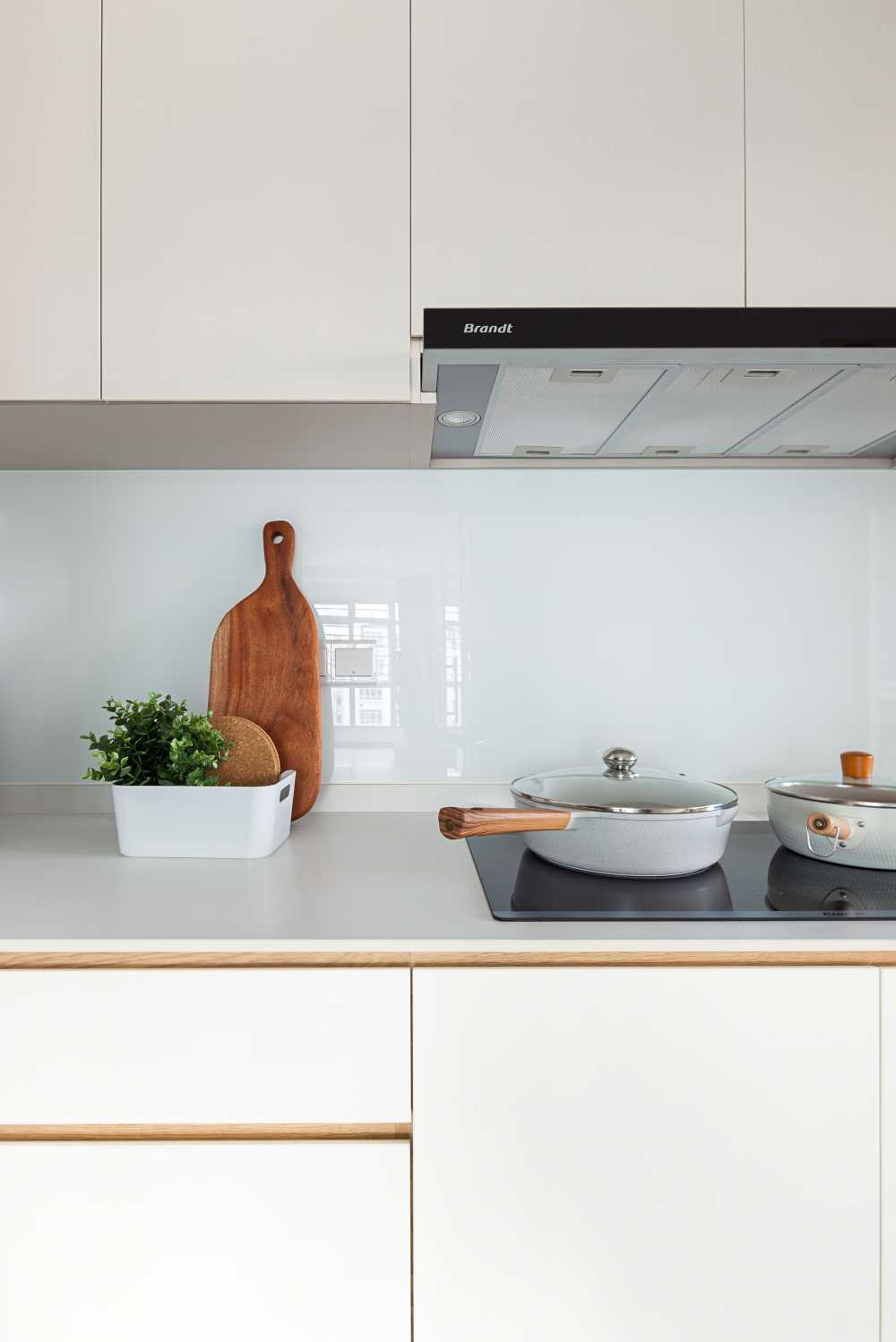 Minimalist Kitchen with Countertop and Granite Floor
