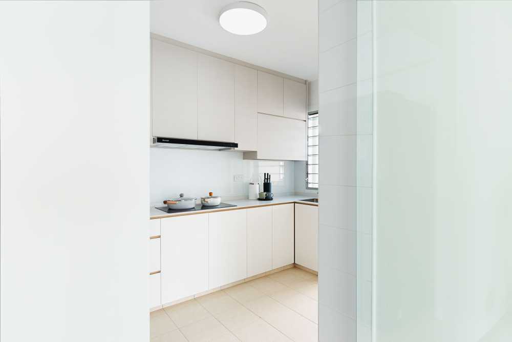 Minimalist Kitchen with Countertop and Kitchen Window
