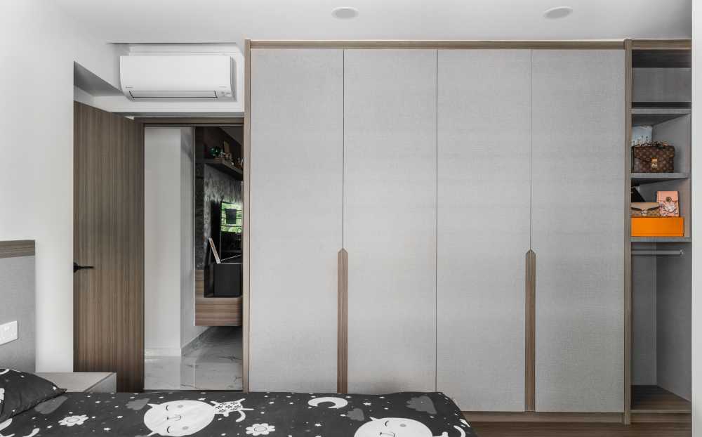 Contemporary Bedroom with Wardrobe and Downlights