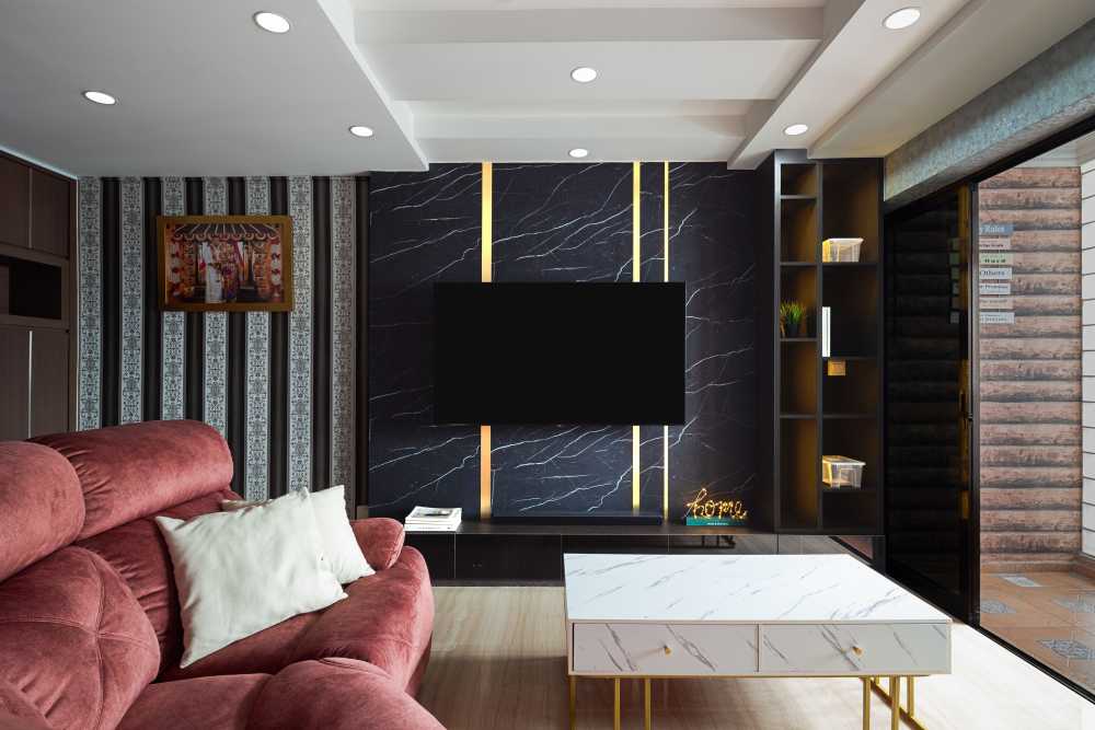 Vintage Living Room with Vinyl Flooring and Parquet Floor