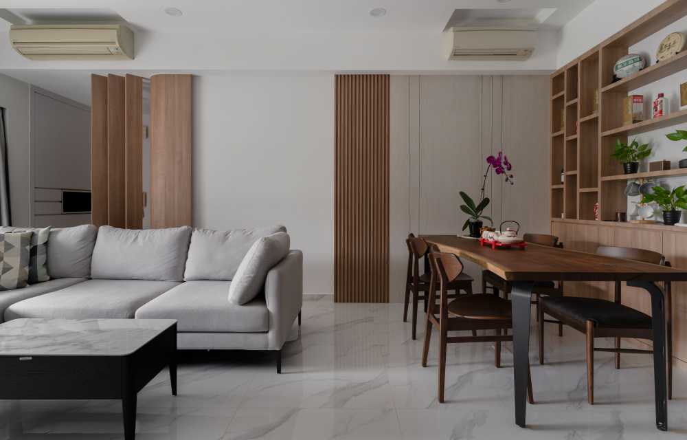 Contemporary Dining Room with Dining Chairs and Seating Bench