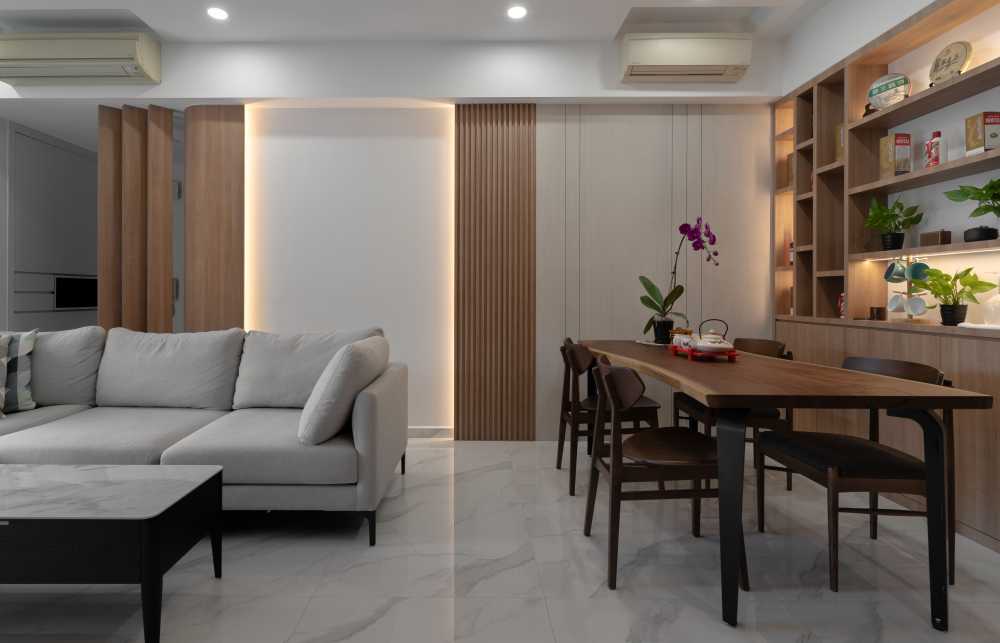 Contemporary Dining Room with Dining Chairs and Seating Bench
