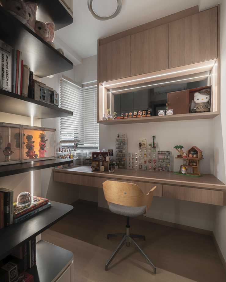 Scandinavian Study with Bookshelf and Desk
