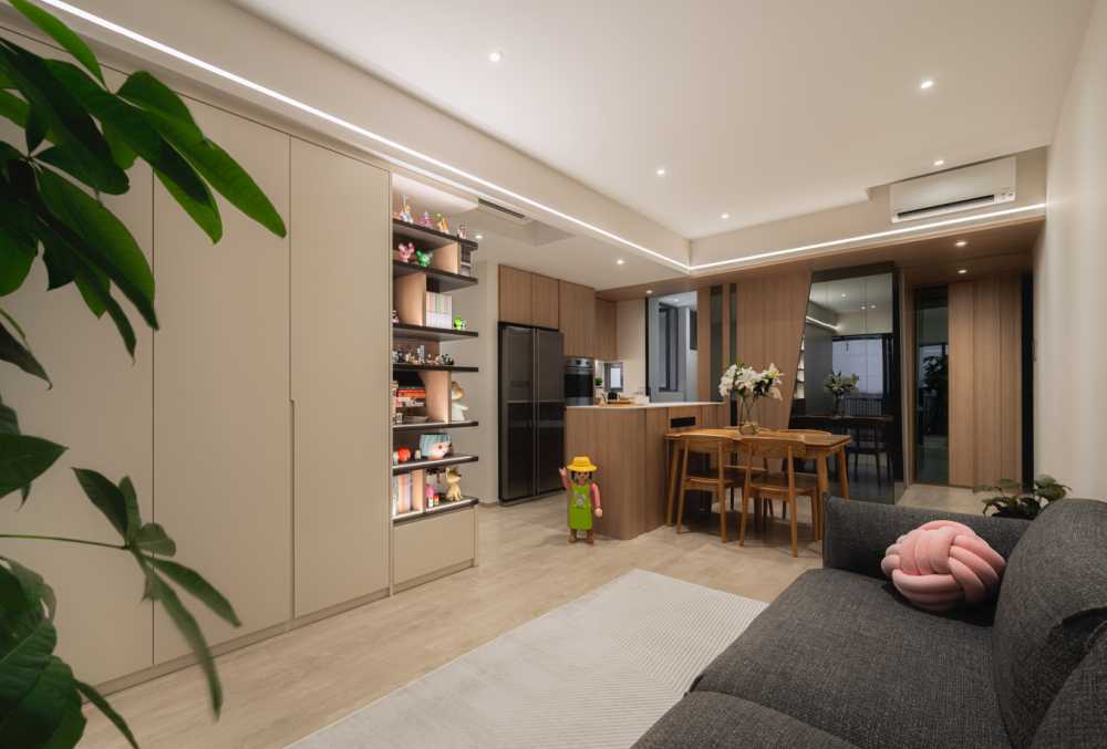 Scandinavian Living Room with Sofa and Storage Cabinets