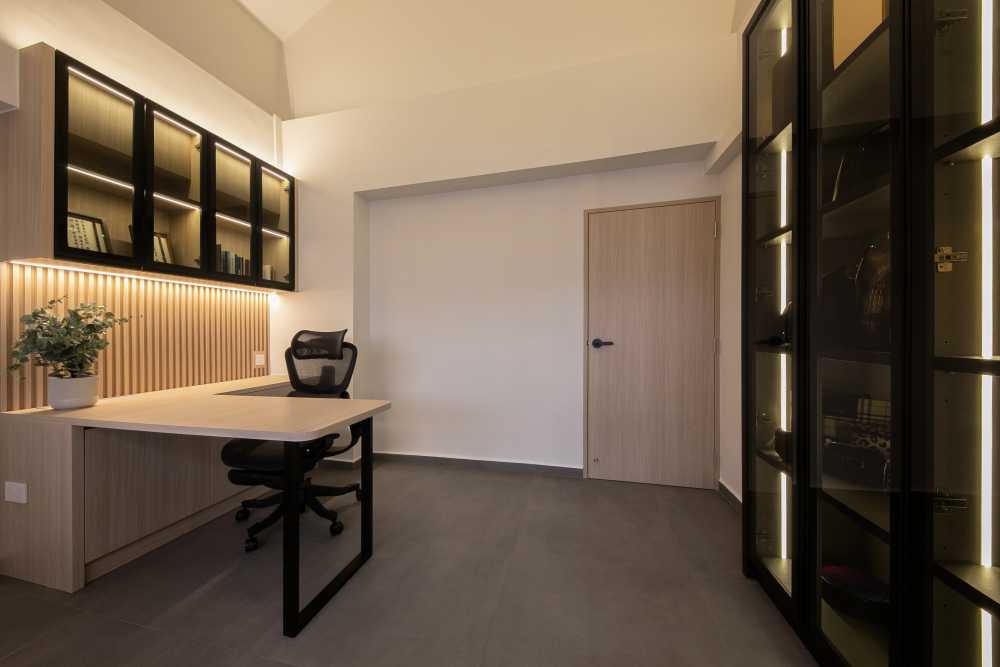 Minimalist Home Office with Small Storage and Office Chair