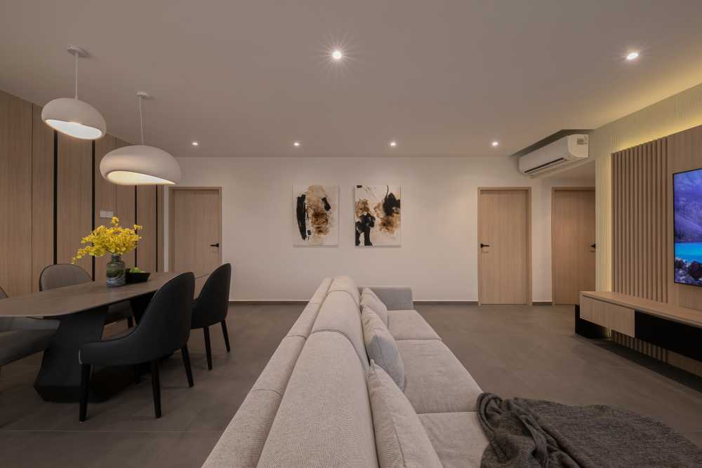Minimalist Living Room with Feature Wall and Sofa