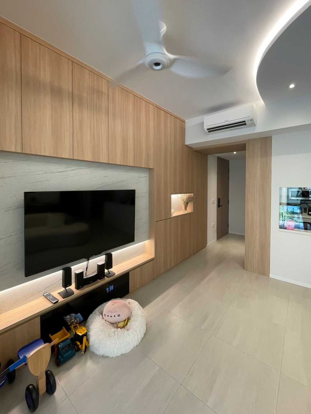 Scandinavian Living Room with TV Console and Panelling