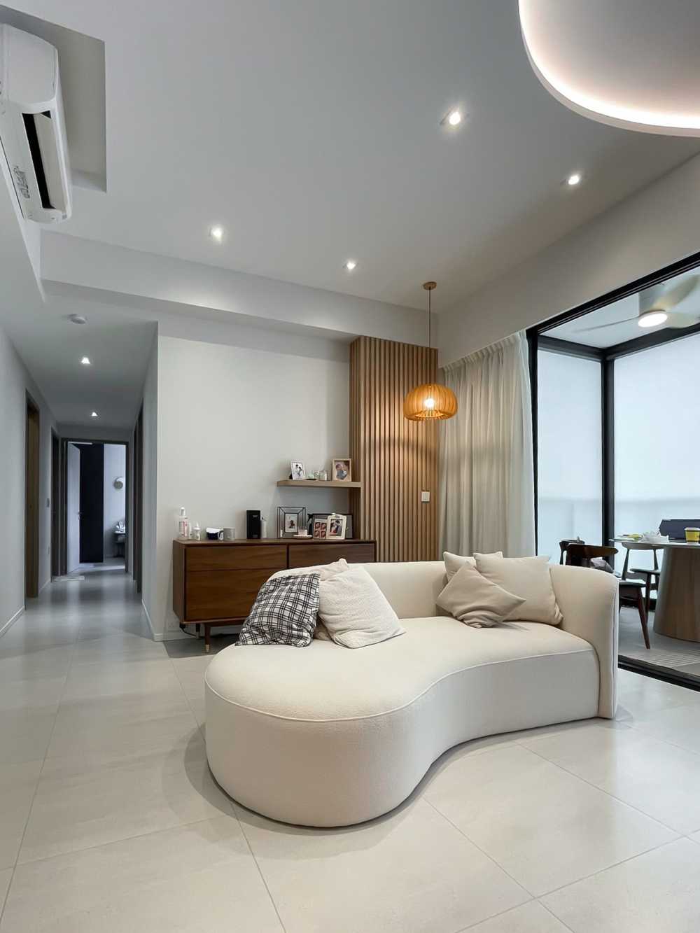 Scandinavian Living Room with Panelling and Sofa