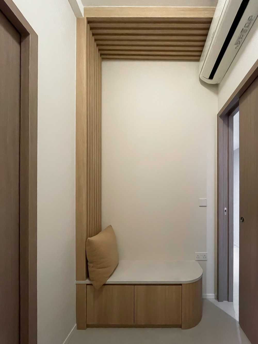 Scandinavian Bedroom with Panelling and Storage Cabinets