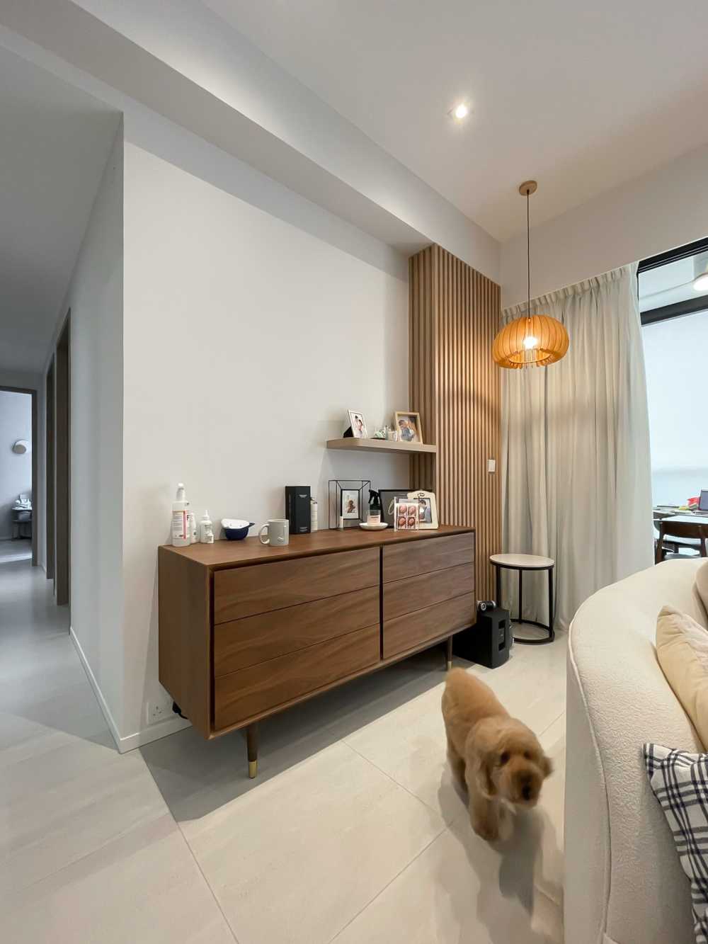 Scandinavian Living Room with Panelling and Storage Cabinets
