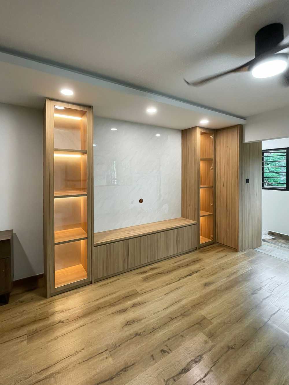Scandinavian Living Room with TV Console and Panelling