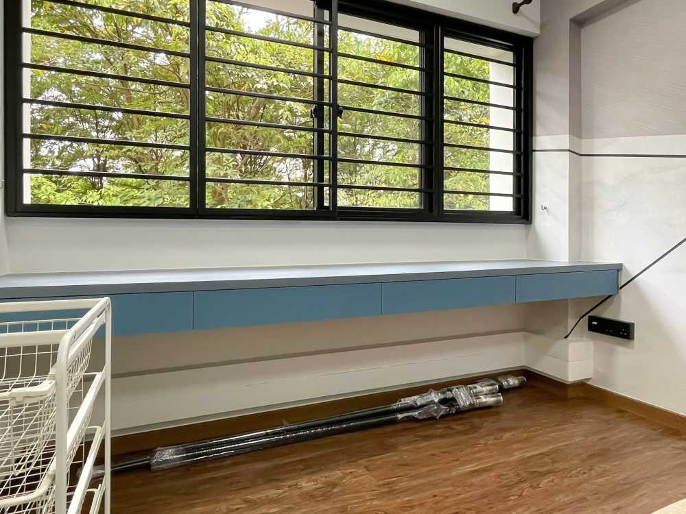 Scandinavian Bedroom with Window Grille and Bedroom Dresser