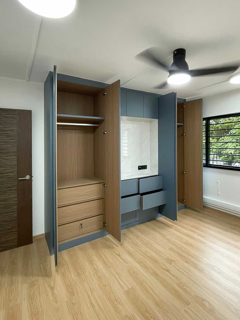 Scandinavian Bedroom with TV Console and Wardrobe