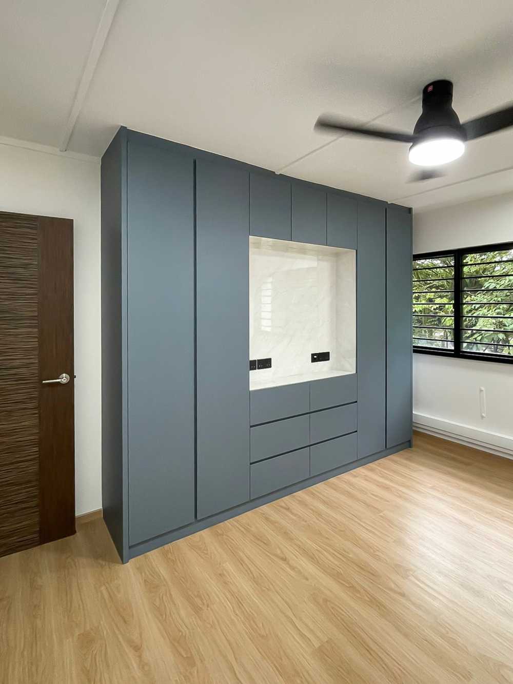 Scandinavian Bedroom with TV Console and Wardrobe