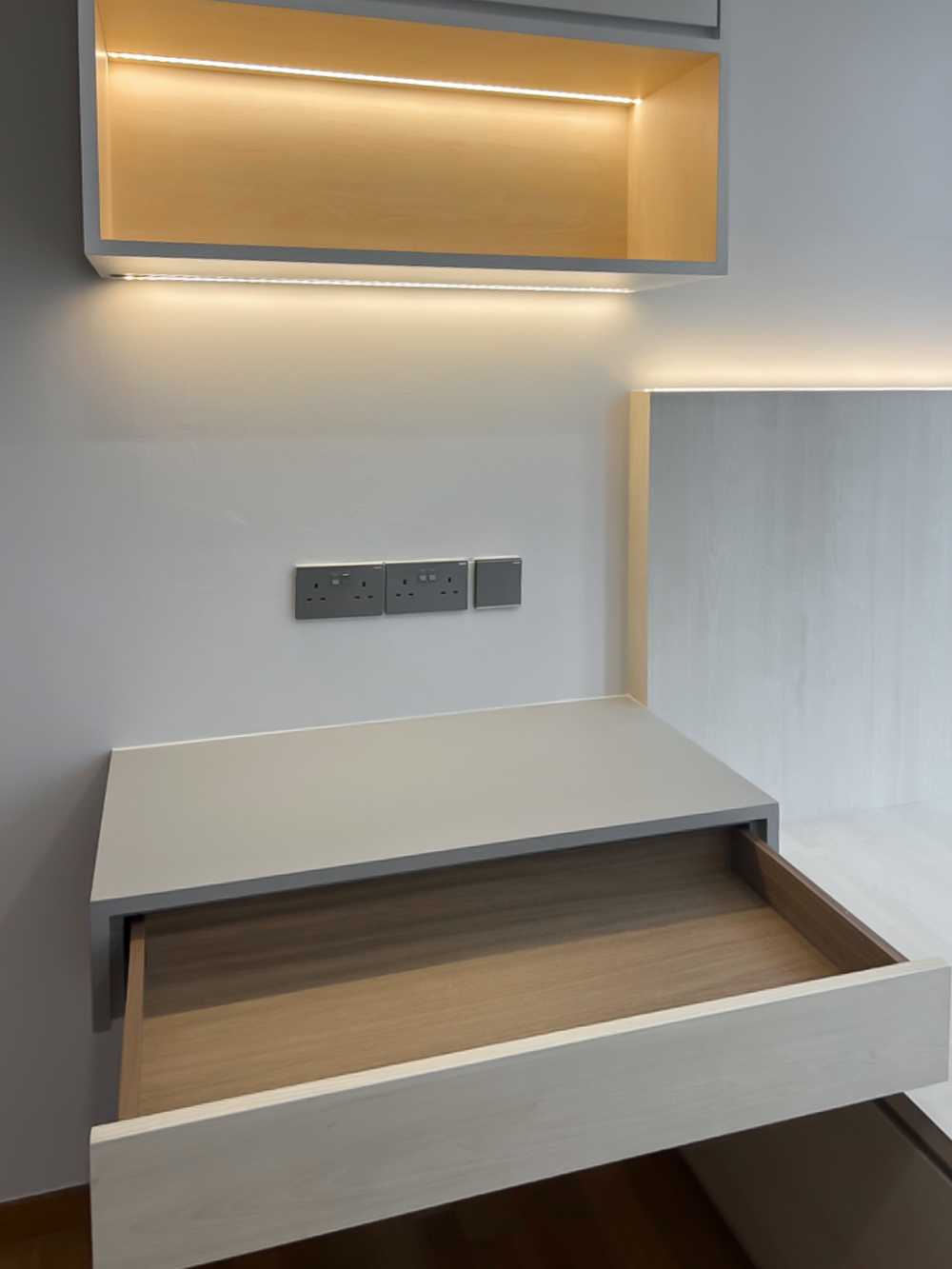 Scandinavian Bedroom with Bedroom Dresser and Paintings