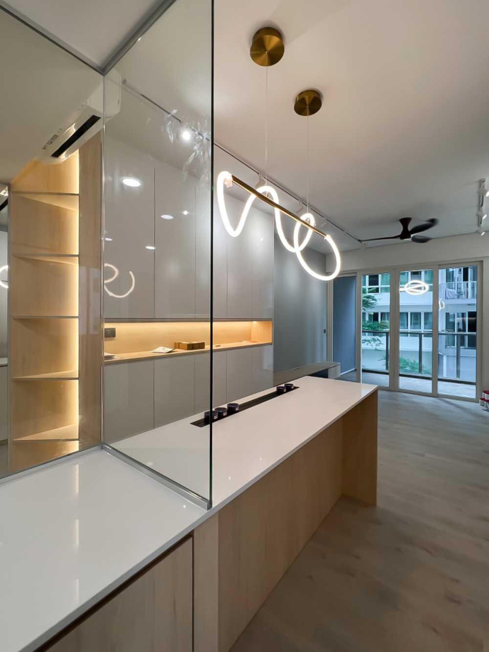 Scandinavian Kitchen with TV Console and Kitchen Island