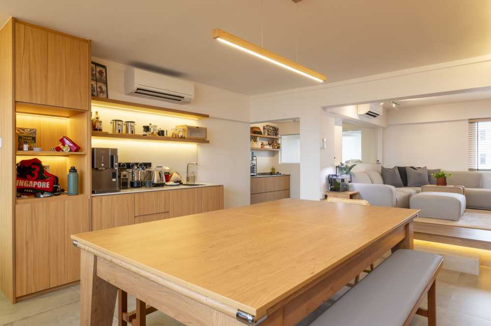 Scandinavian Kitchen with Countertop and Homogeneous Tiles