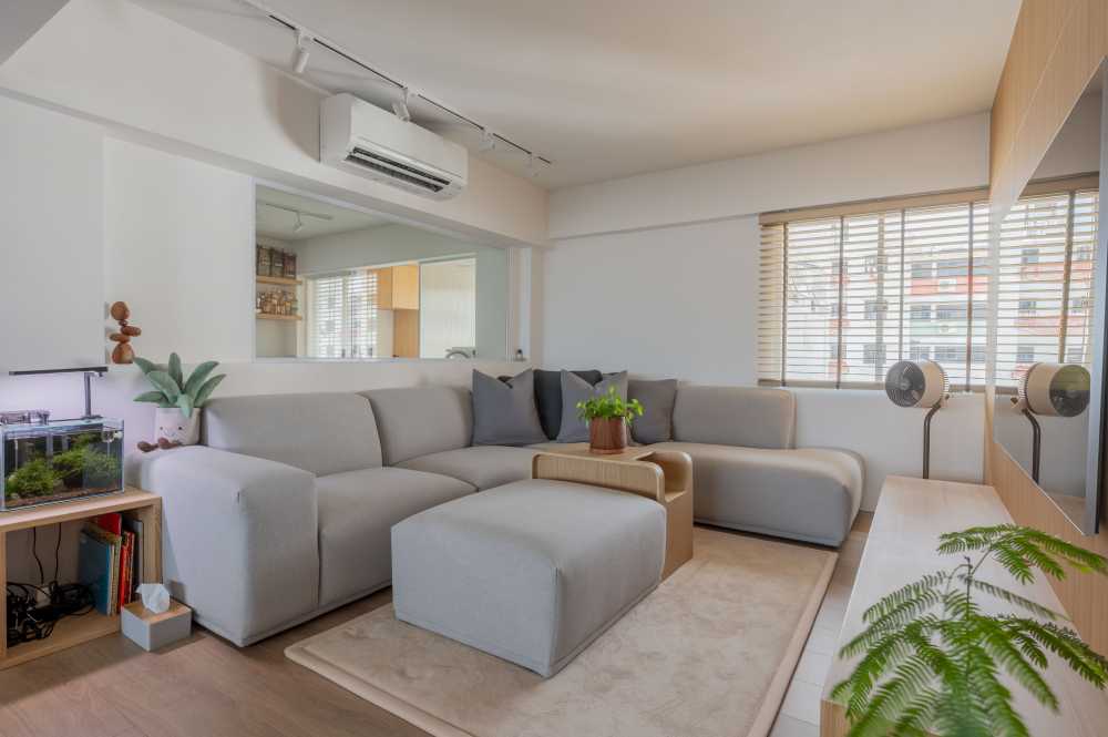 Scandinavian Living Room with Settee and Vinyl Flooring