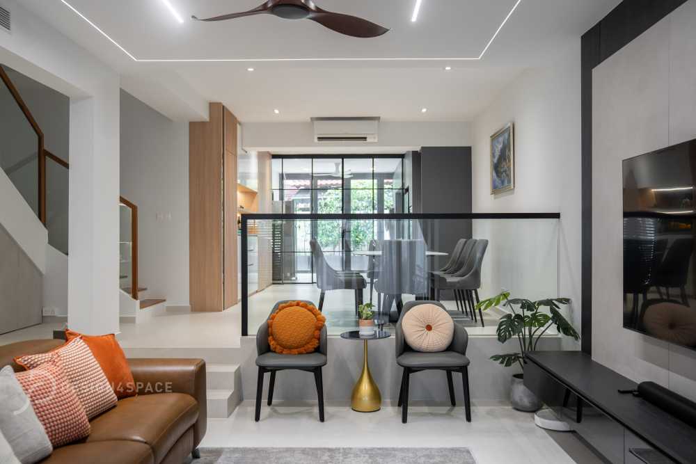 Modern Dining Room with Ceiling Light and Dining Table