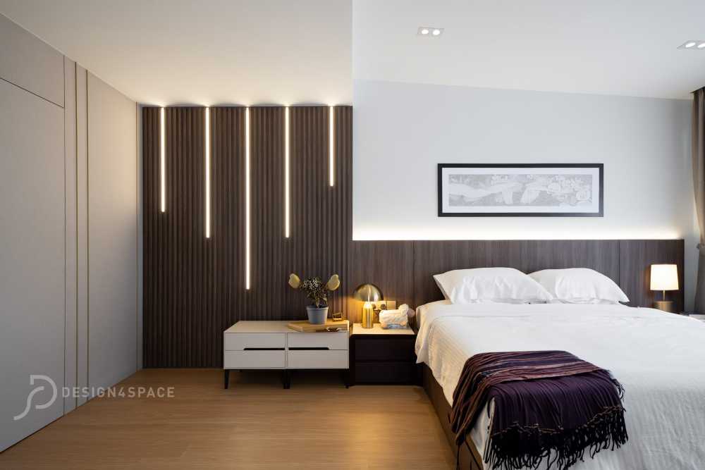 Modern Bedroom with Vinyl Flooring and Bedside Table