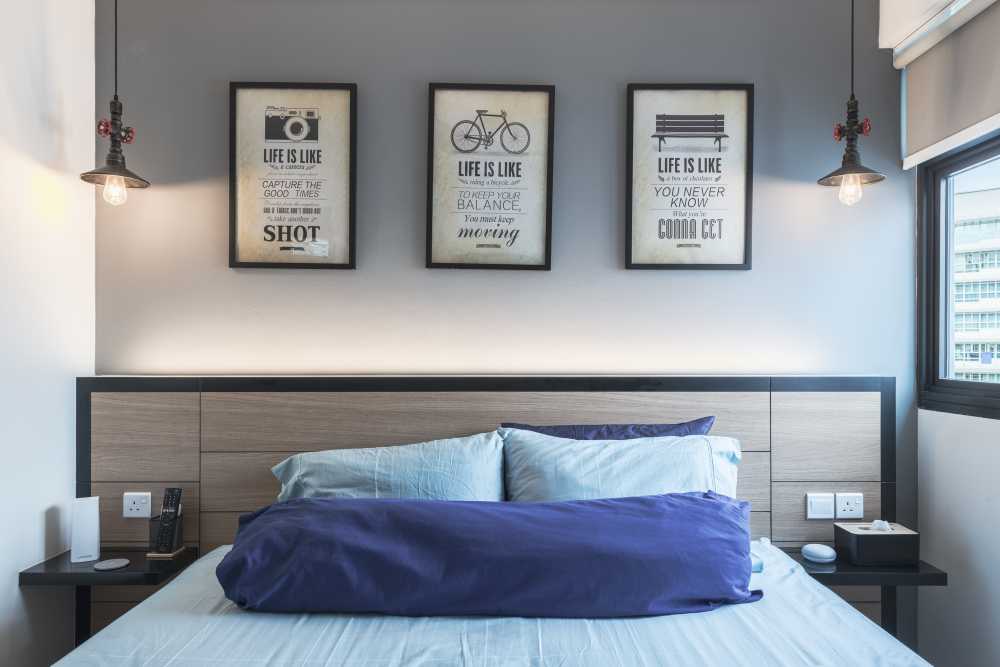 Modern Bedroom with Cove Lighting and Roller Blinds