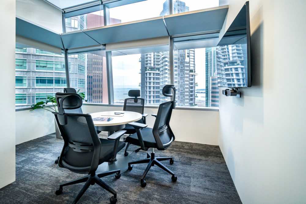 Modern Office with TV and Computer Table